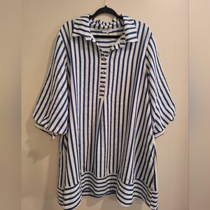 Entro Blue and White Striped Shirt